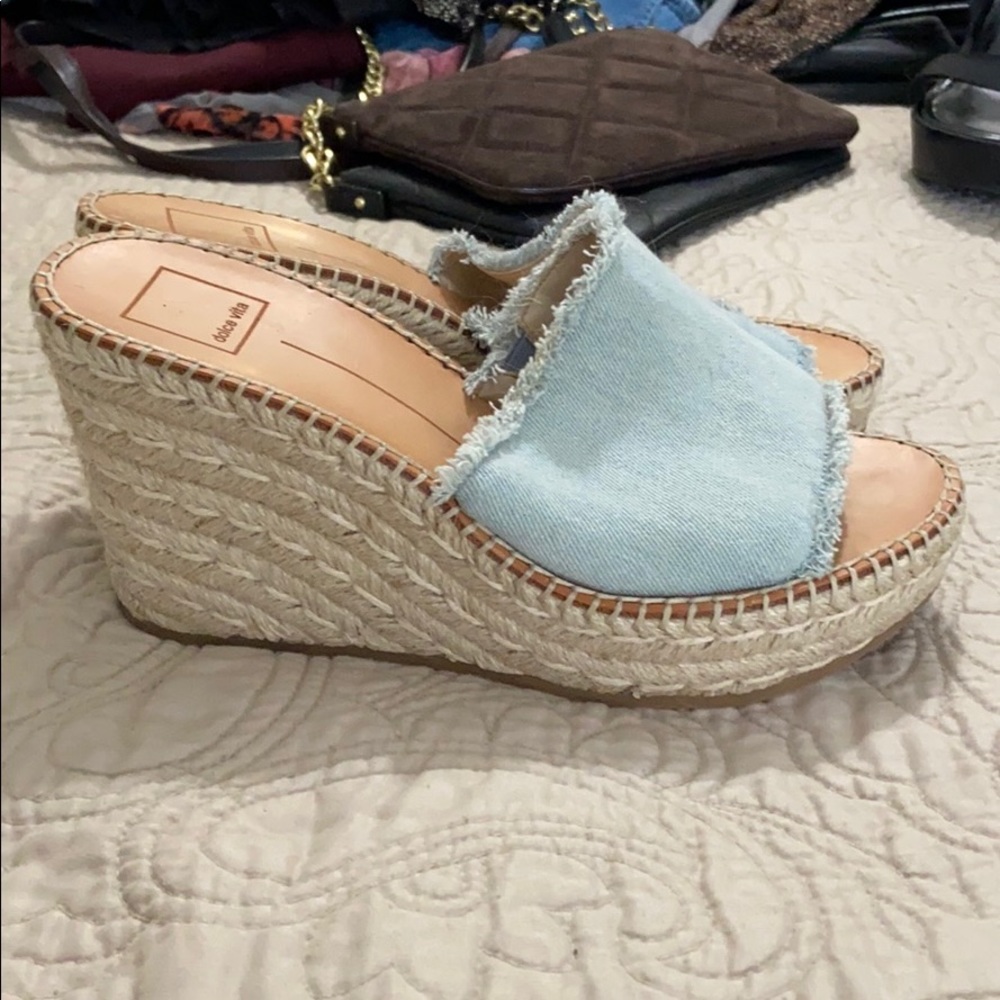Dolce Vita light-wash denim wage sandals